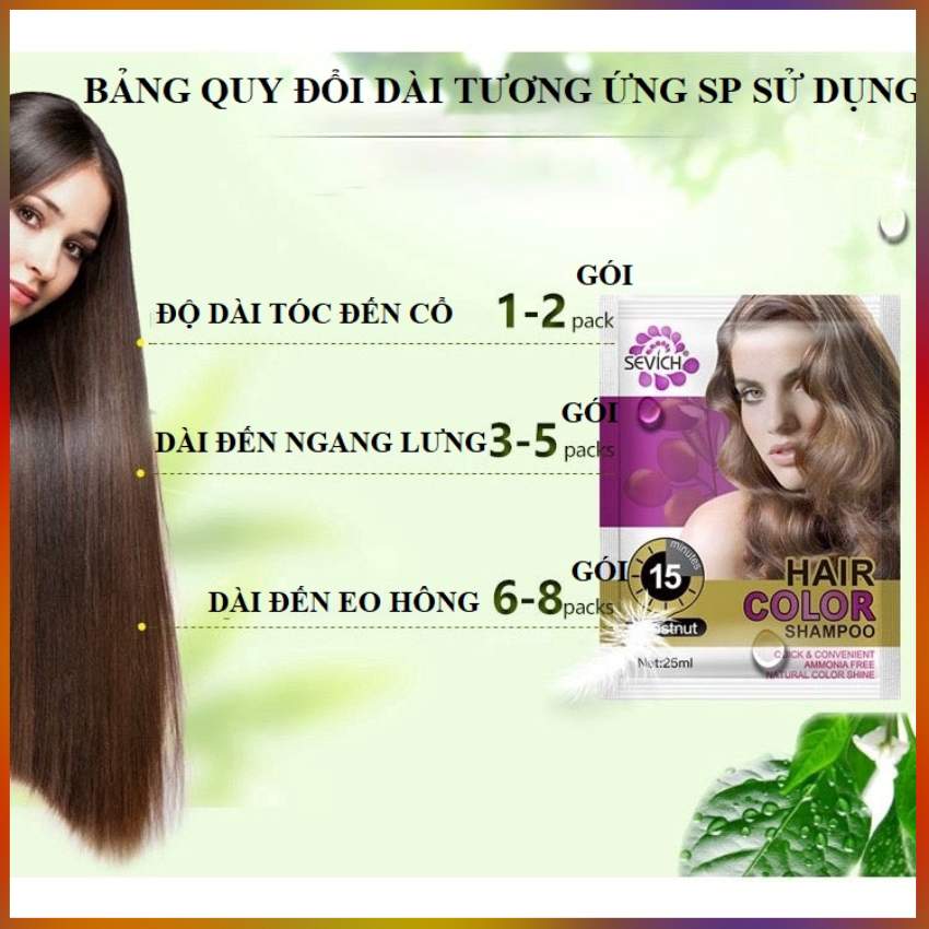 Dầu Gội Nhuộm Tóc Mầu Hạt Dẻ (Chestnut) Sevich 25ml/Gói