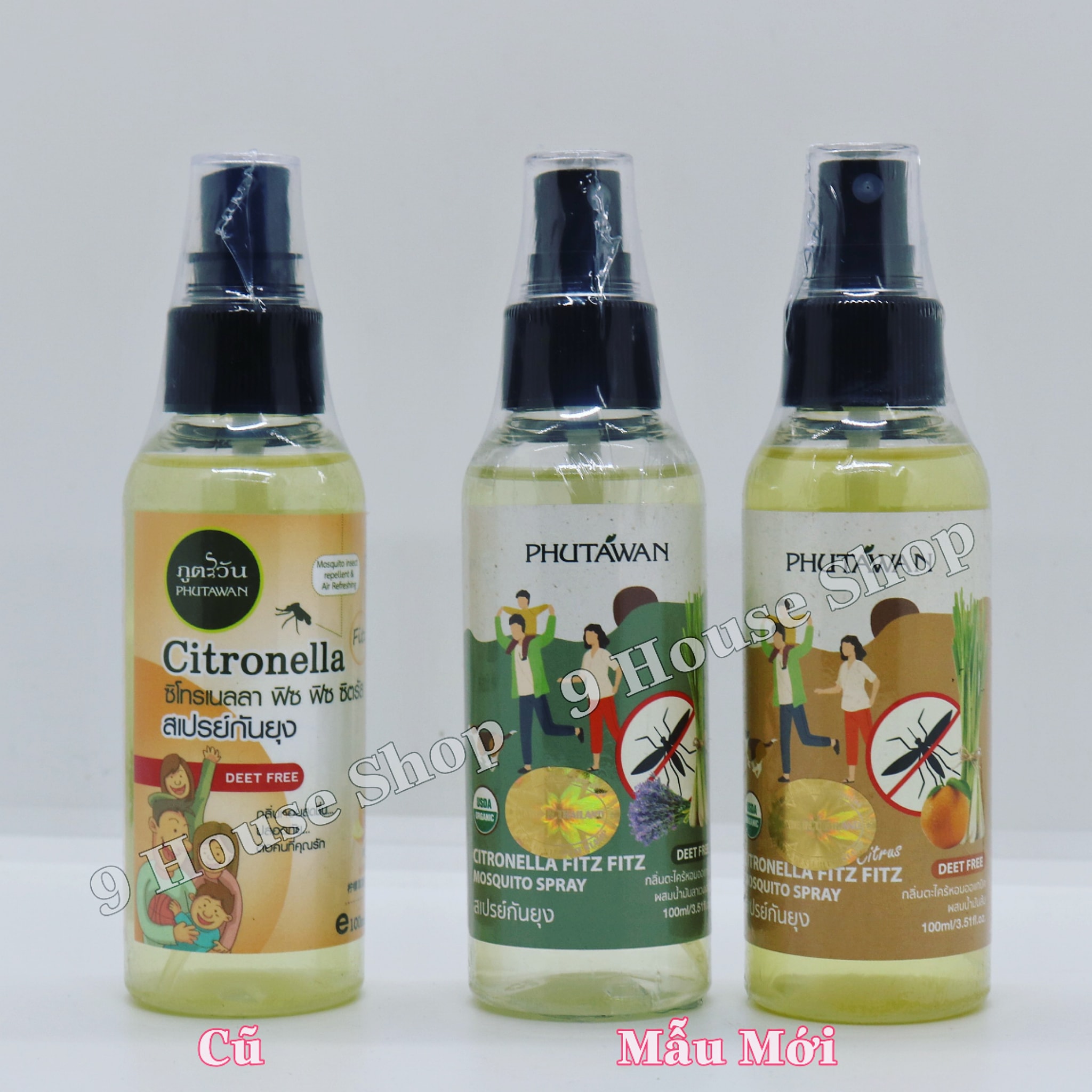 (Sả & Cam) 01 chai Xịt chống muỗi Citronella Phutawan Thái Lan 100ml
