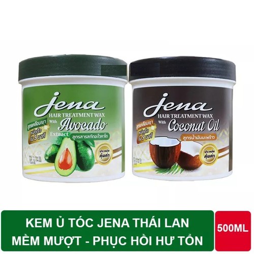 Kem ủ tóc Bơ - Dừa Jena [Thái Lan] 500ml mềm mượt phục hồi hư tổn