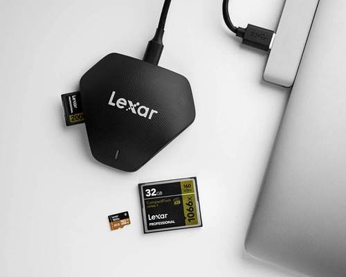Đầu đọc thẻ nhớ Lexar Professional Multi-Card 3-in-1 USB 3.1 Reader, hỗ trợ thẻ SD, Micro SD và CompactFlash