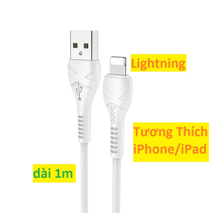 Dây cáp sạc nhanh iPhone/iPad USB sang Lightning chiều dài 1m Hoco X37