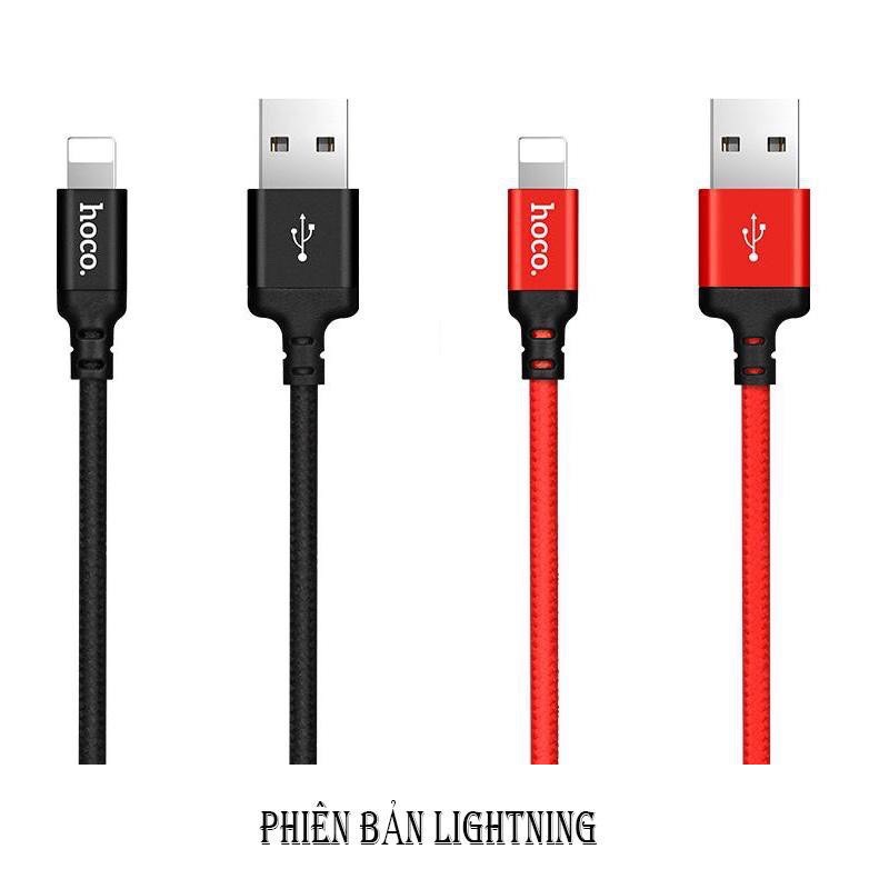 Cáp Sạc Nhanh Dây Dù Hoco X14 Iphone/Ipad/Androi/TypeC Chính Hãng 1M/2M