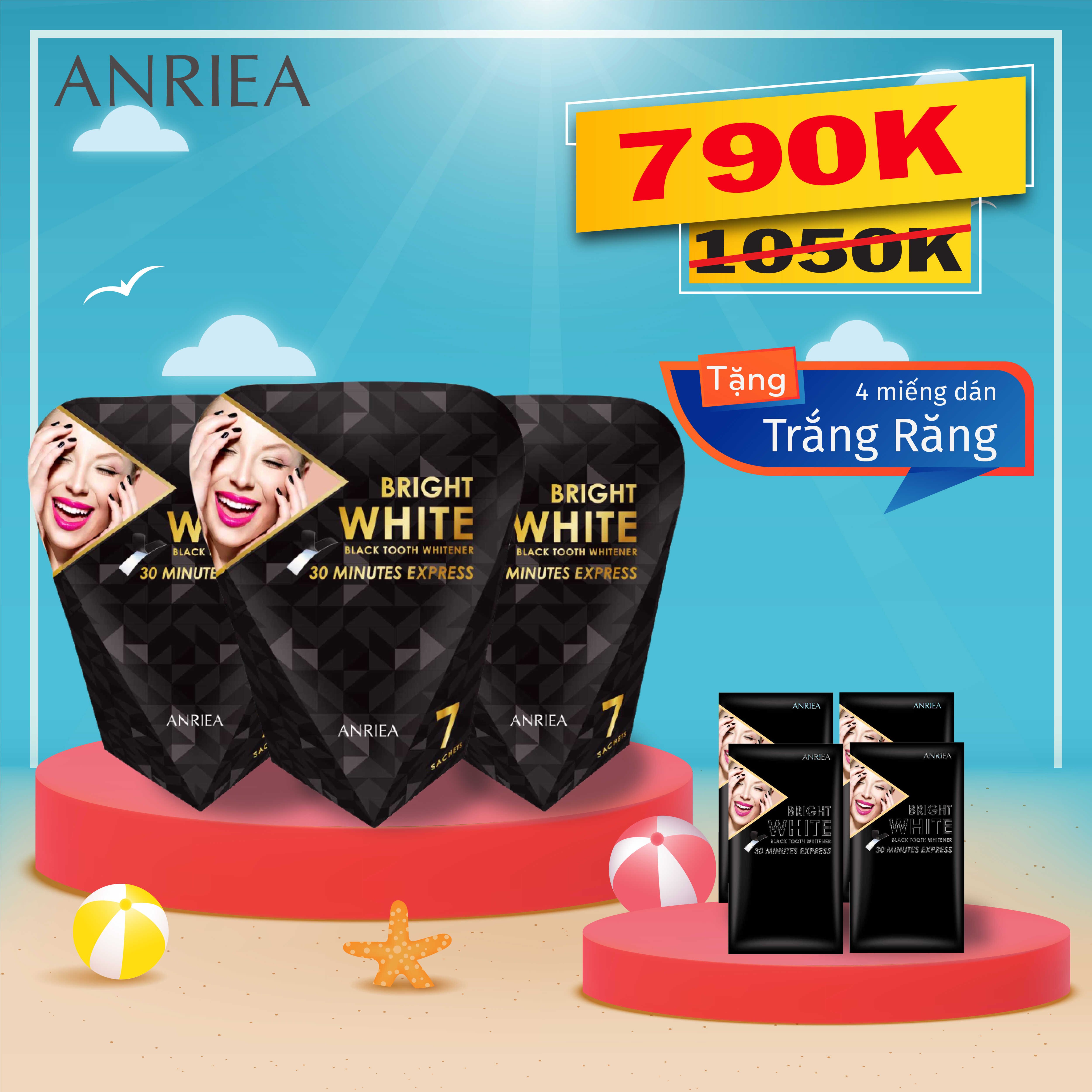 Liệu trình miếng dán trắng răng Anriea 21 ngày trắng sáng tặng kèm 4 miếng