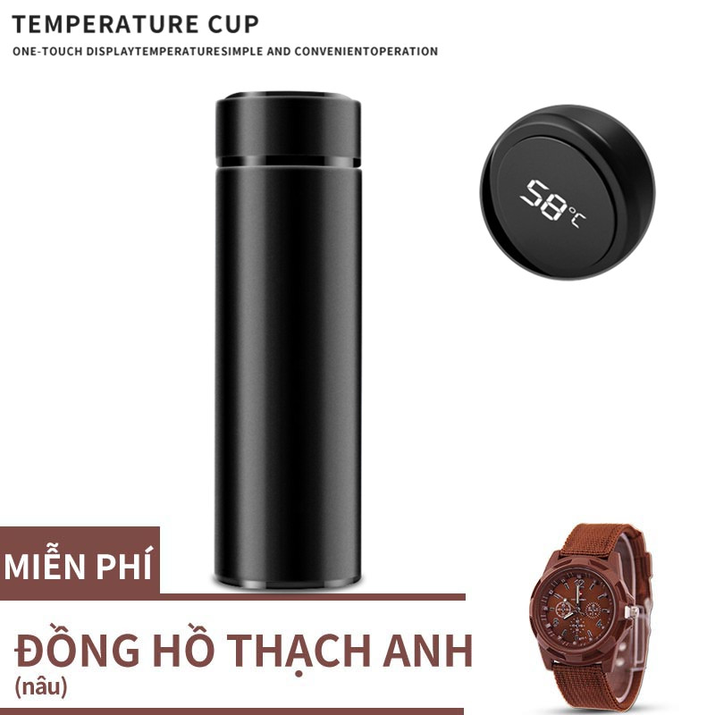 Bình nước giữ nhiệt dung tích 500ML có lớp chân không giữ nhiệt cách nhiệt màn hình LED cảm ứng thông minh - INTL