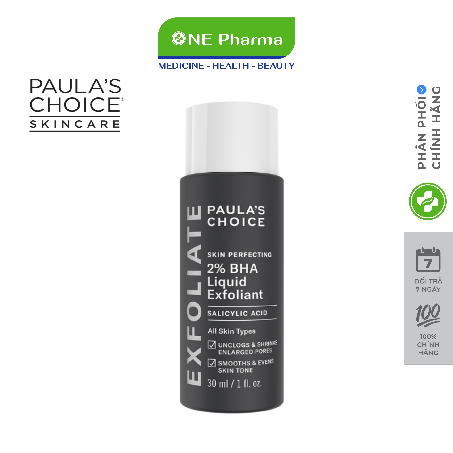 Tẩy tế bào chết paulas choice 2% bha-paula's choice skin perfecting 2% bha liquid 30ml, 118ml