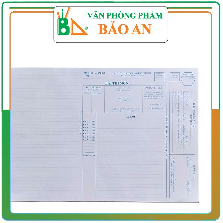 Giấy thi đại học - 20 tờ giấy thi khổ a3