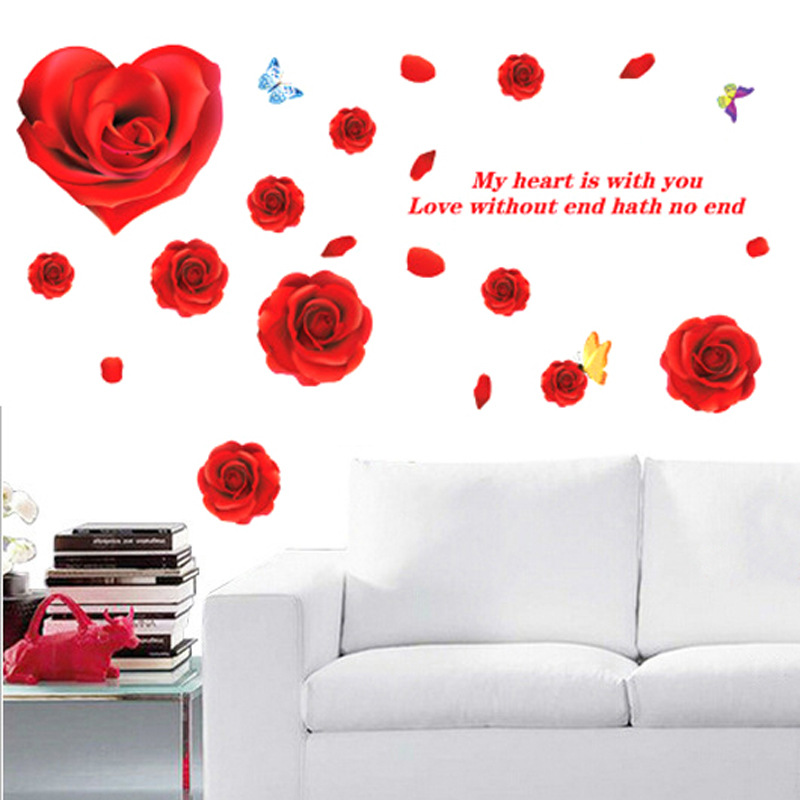 Red Rose Heart Wall Decal