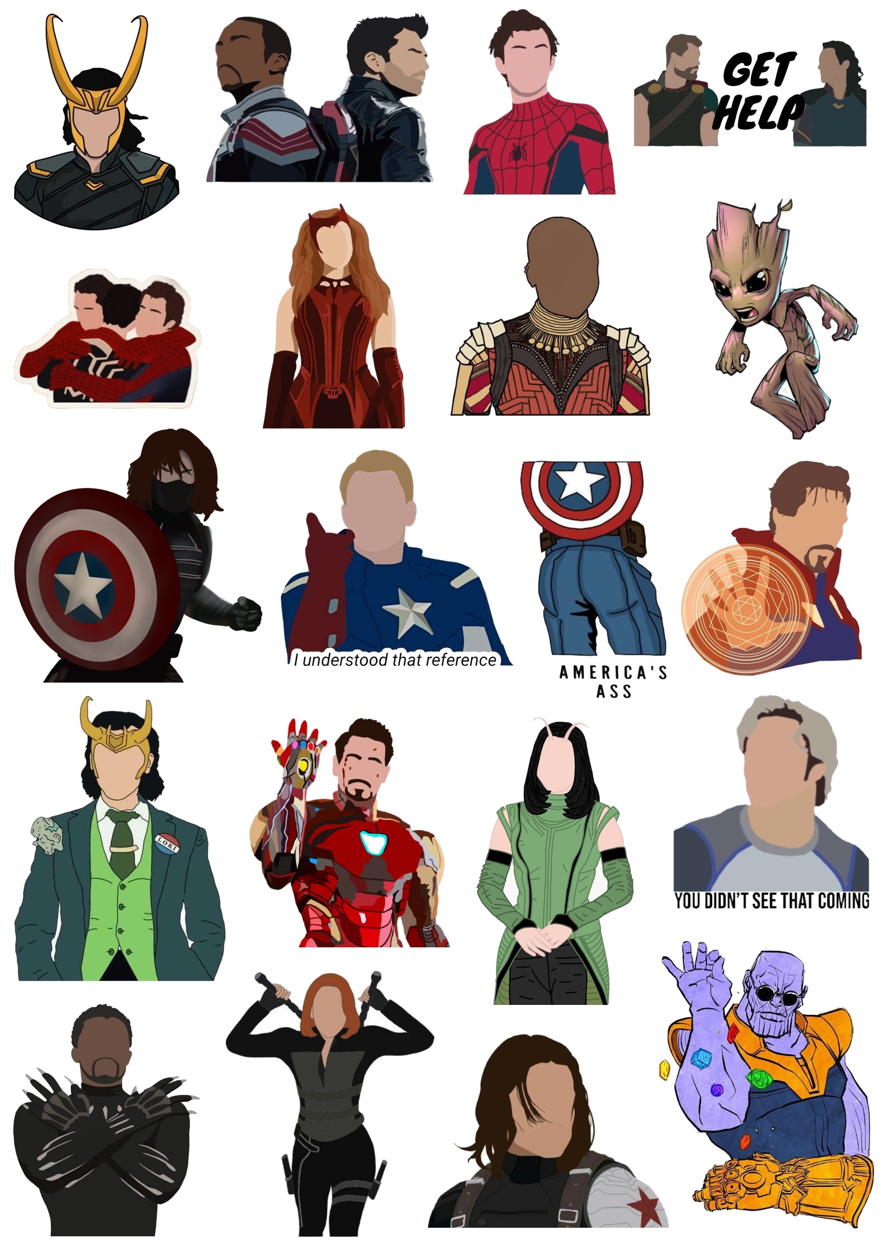 Sticker nhãn dán Marvel siêu anh hùng cute trang trí
