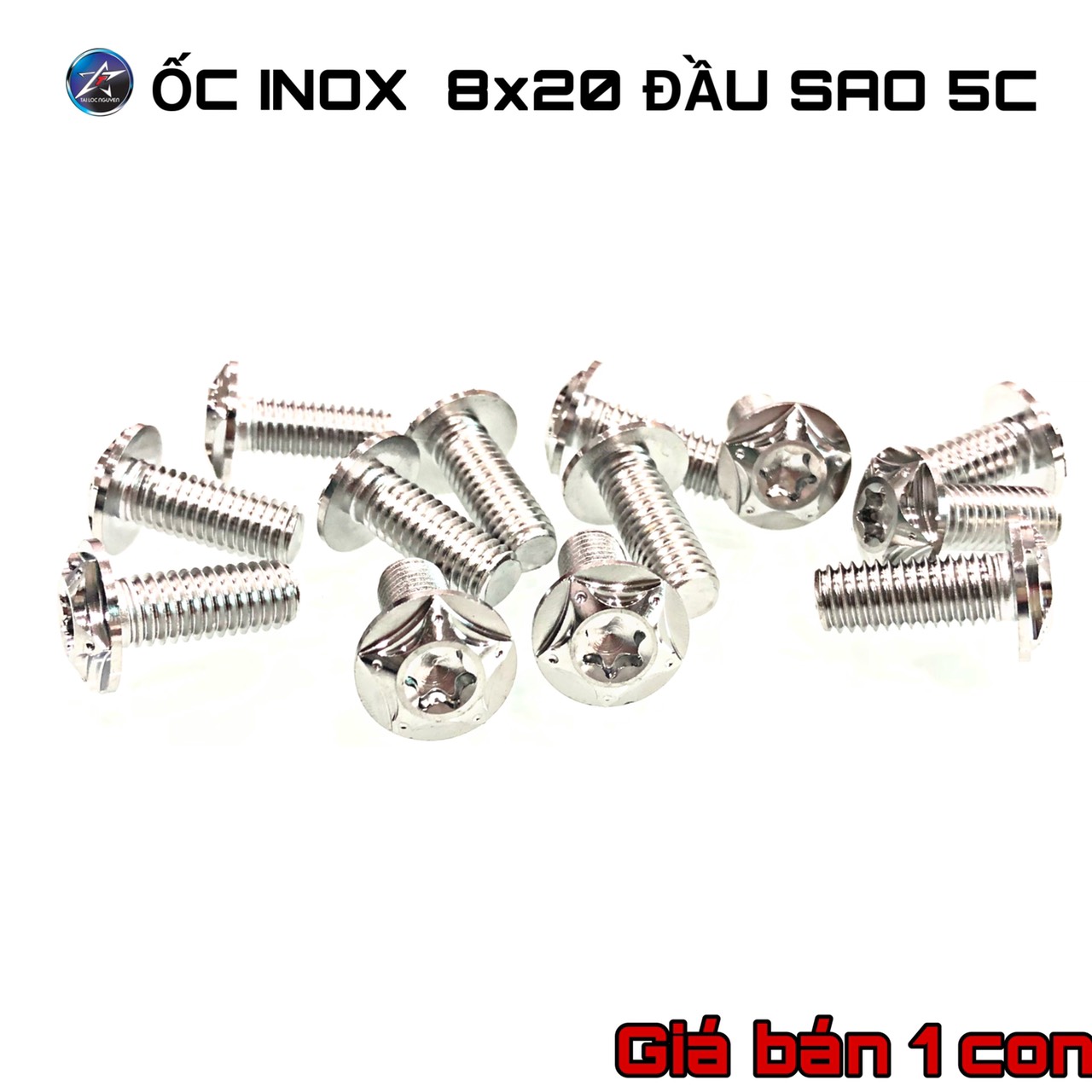 Ốc inox salaya đầu sao 8x20 - 8x25