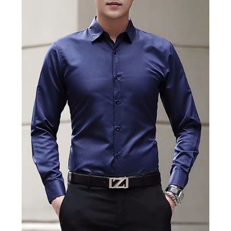 [HCM]Áo sơ mi nam dài tay màu xanh navy