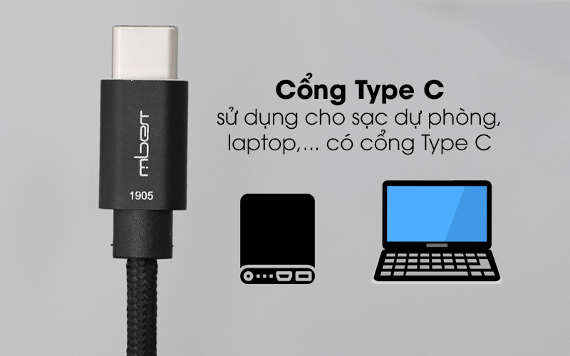 Cáp Type-C - Lightning MFI 1 m Mbest DS640-WB Đen ( Like New )