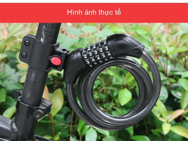 Khóa dây mật khẩu chống trộm xe đạp 120cm