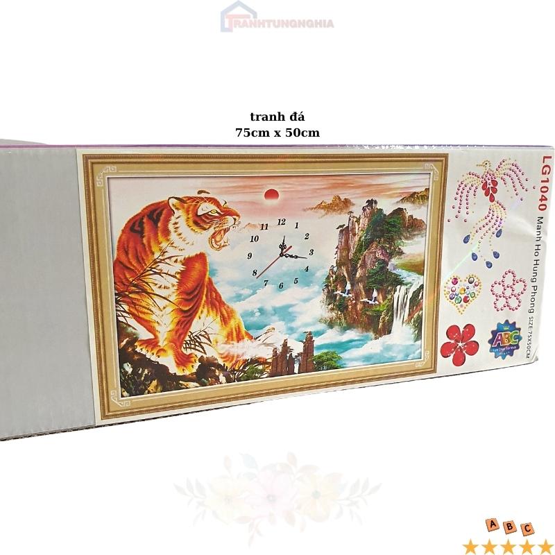Tranh đính đá mãnh hổ chiêu tài 75cm x 50cm