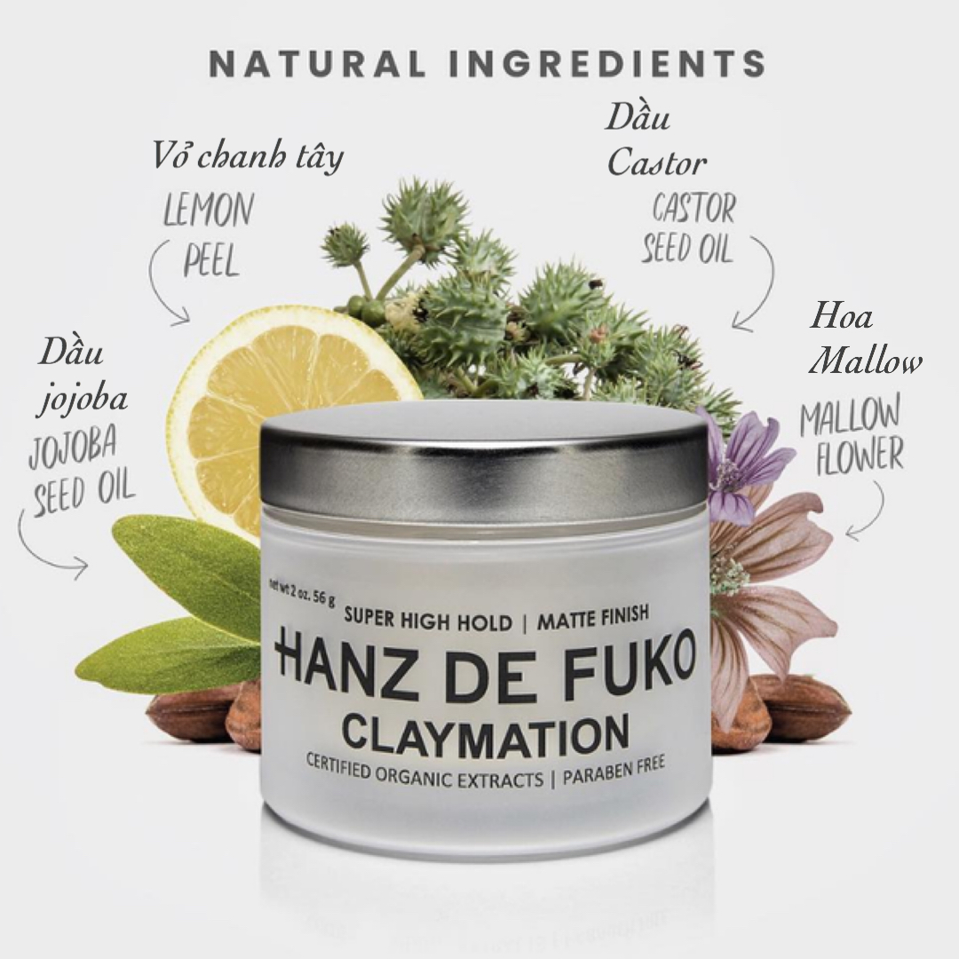 [HCM] Sáp vuốt tóc Hanz De Fuko Claymation 56ml Usa