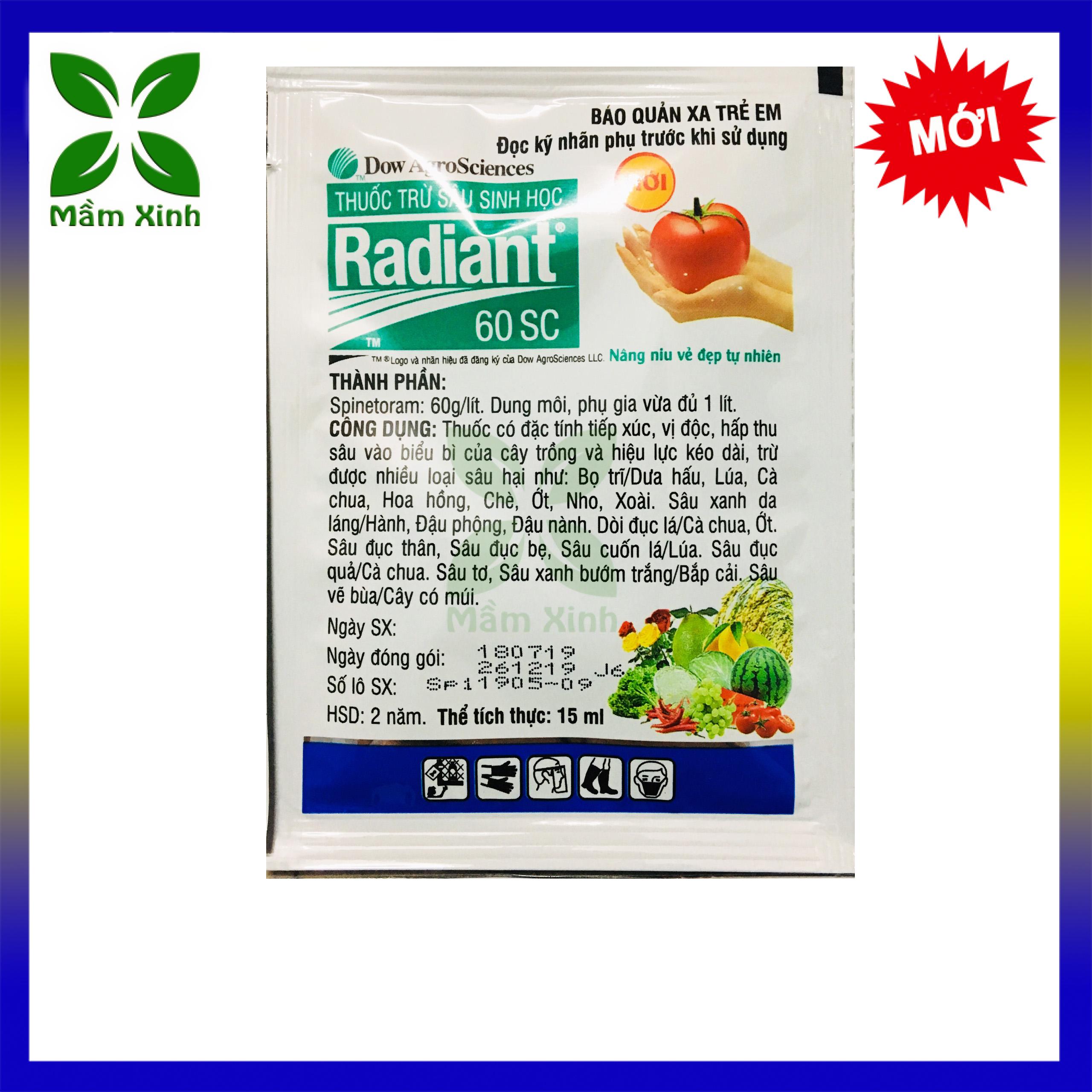 10 GÓI THUỐC TRỪ SÂU, BỌ TRĨ RADIANT 60SC SINH HỌC