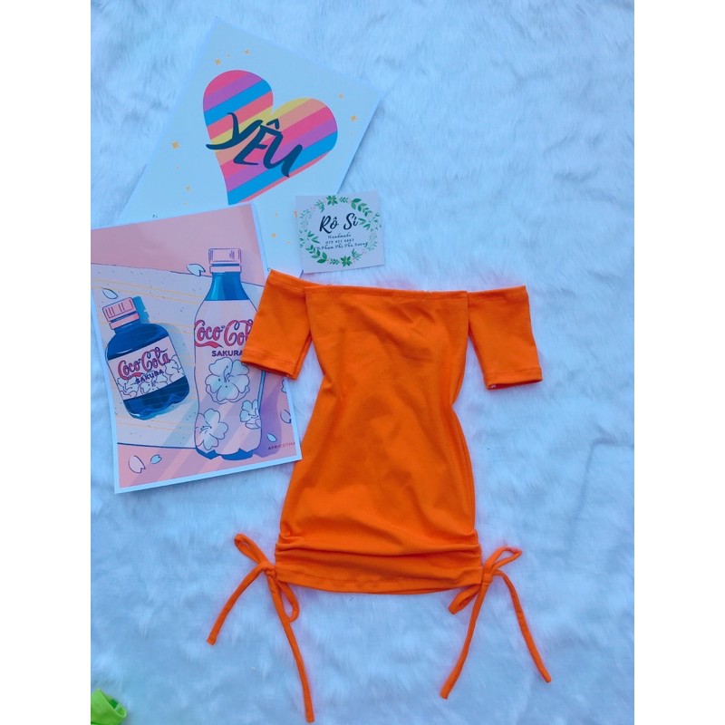 váy body trễ vai thắt nơ cho bé