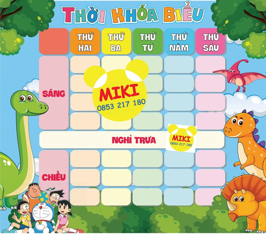THỜI KHOÁ BIỂU HÌNH DOREMON ĐÁNG YÊU