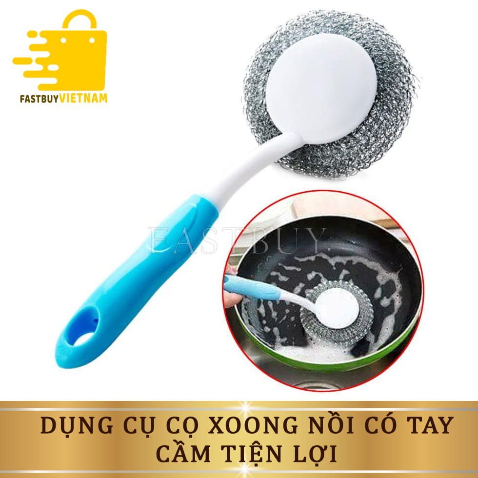 Dụng Cụ Chà Xoong Nồi Cầm Tay , Bàn Chải Cọ Xoong Nồi Giúp Vệ Sinh, Rửa Chén Bát Đĩa Chống Bám Dính Dầu Mỡ, Bảo Vệ Da Tay