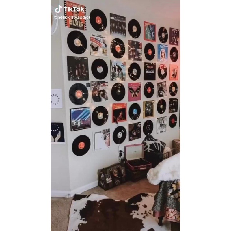 Sticker hình đĩa than trang trí tường decor phòng