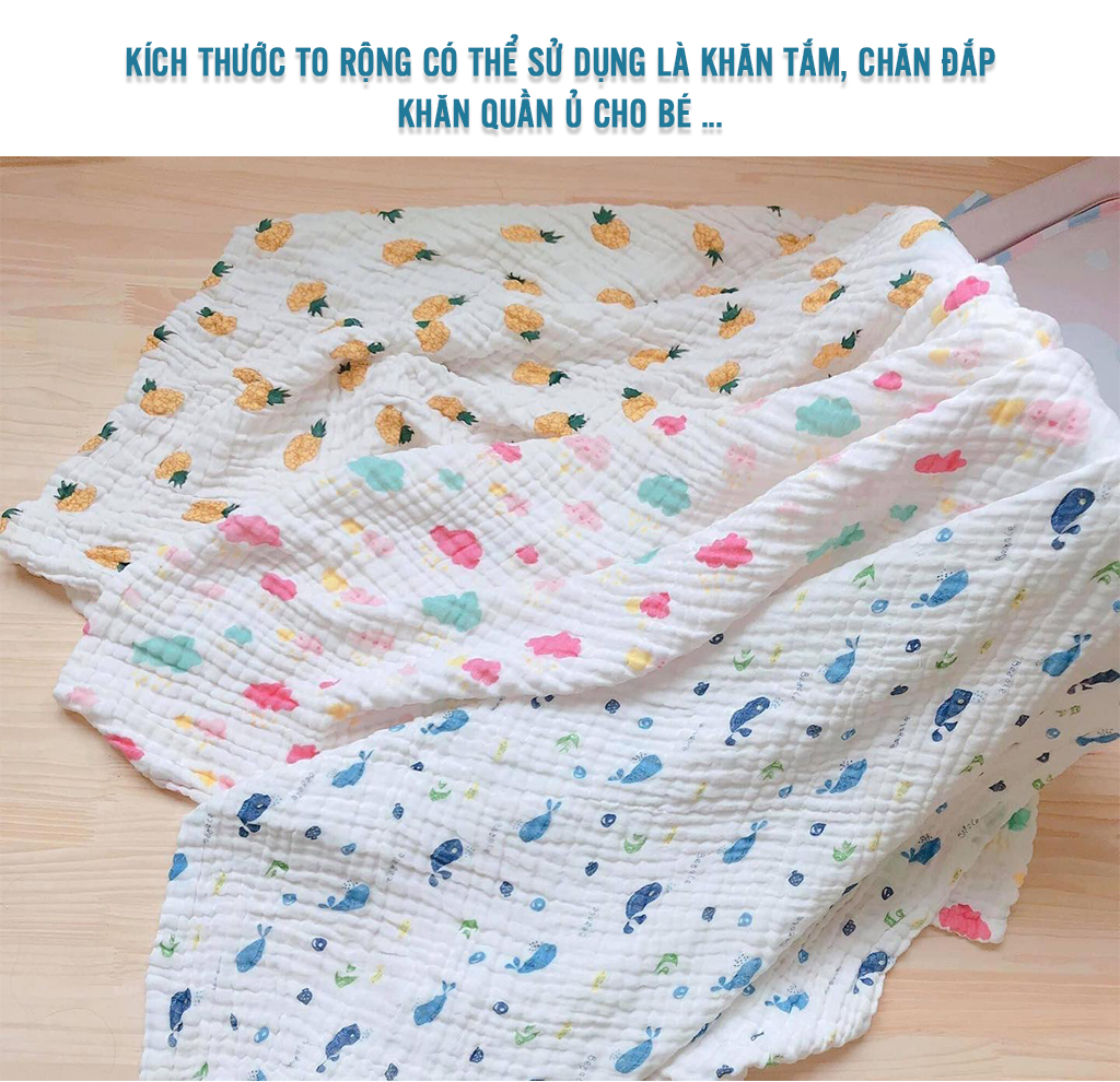 Hoàn tiền 6 Khăn Tắm Cho Bé 6 Lớp MUNI Thấm Hút Tốt Mềm Mại Siêu Thấm ...