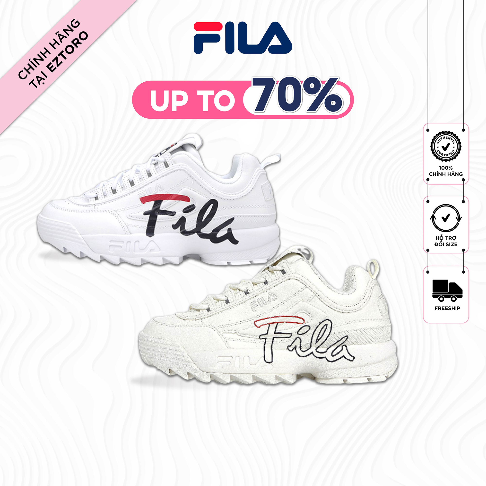 [XẢ HÀNG LẺ SIZE 100% Authentic Korea] Giày snealer Fila Disruptor 2 Script - cho nam, nữ