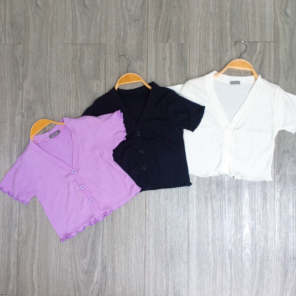 Áo Croptop Cổ Tim Cuốn Biên Siêu Kute