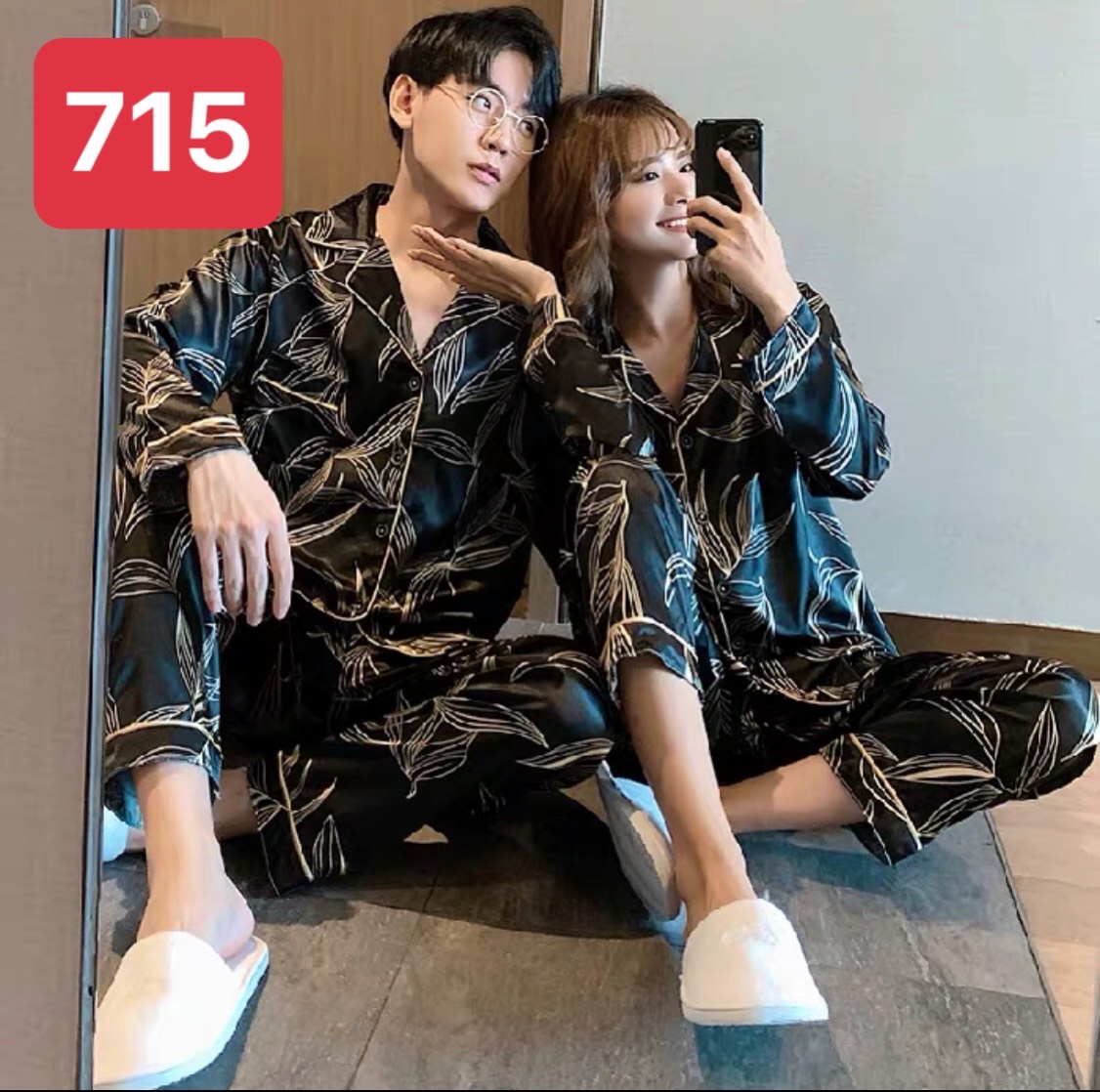 Bộ đồ Pyjama mặc đôi nam nữ chất lụa mềm - Bộ mặc nhà nam nữ