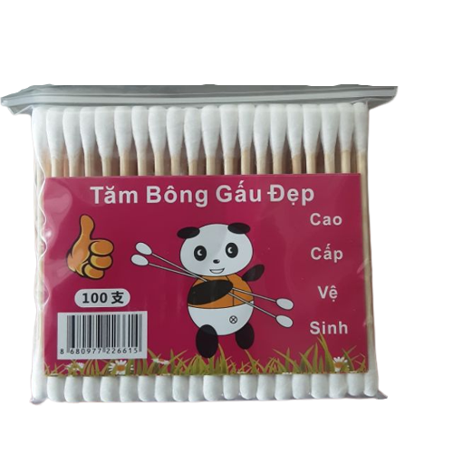(Bịch 100 cây) Bông tai cán gỗ cao cấp
