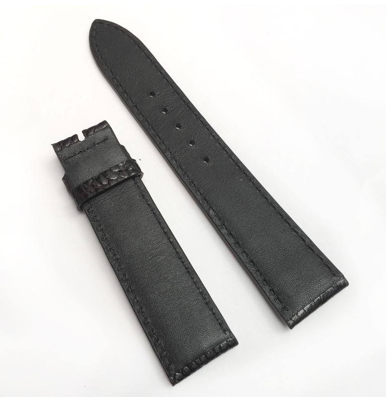 Black ostrich leather watch band size 20cm-18cm