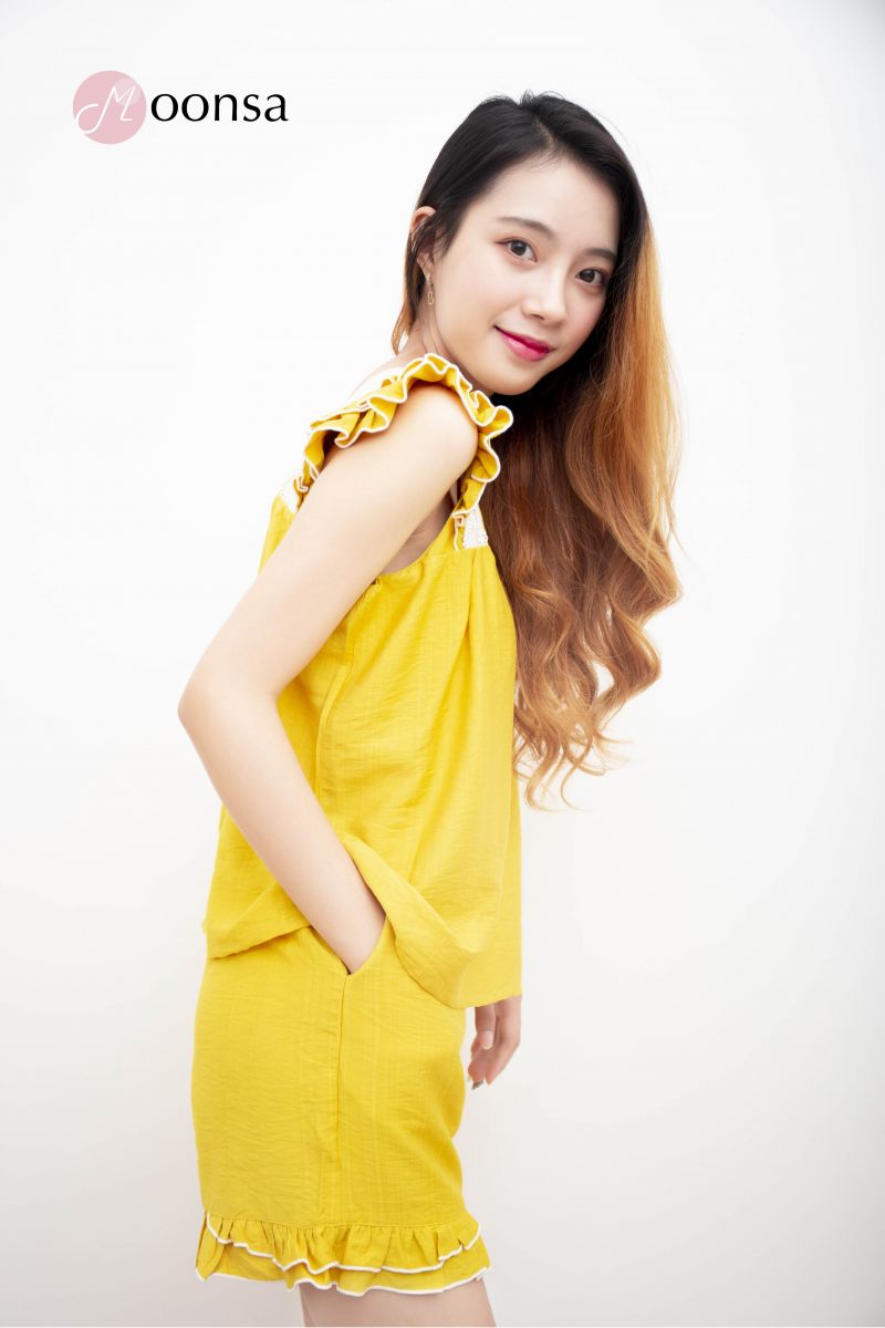 Bộ đồ ngủ tơ nilen Bèo Cánh Vàng [Moonsa]