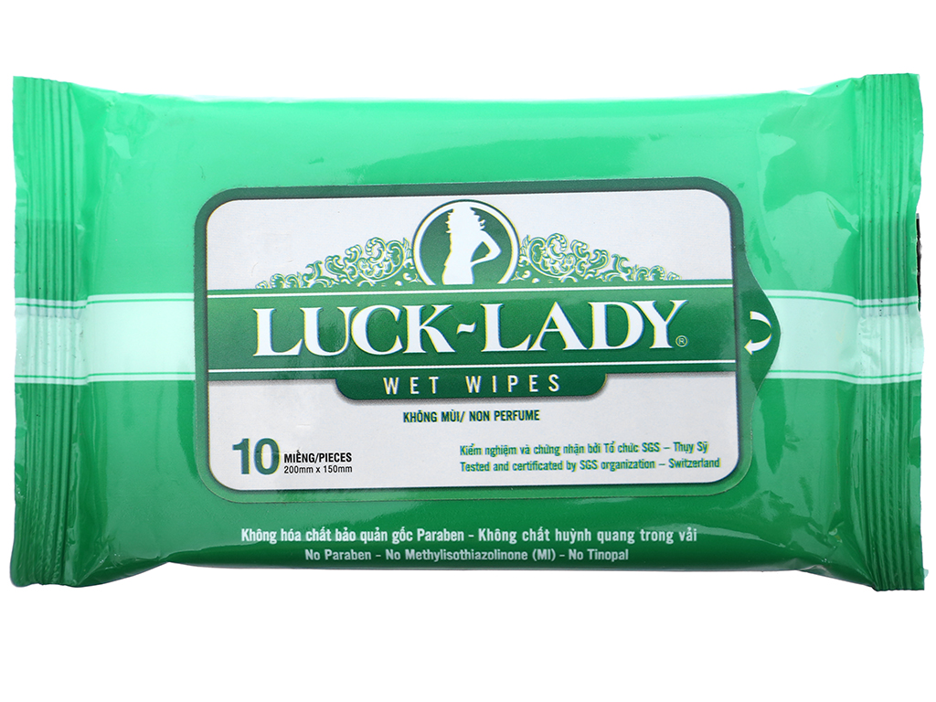 Combo 5 Gói Khăn (Giấy) Ướt LuckLady Không Mùi (Gói 10 Tờ)