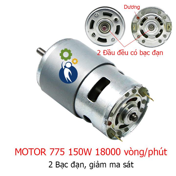 Motor 775 12V 2 Vòng Bi, 150W tốc độ cao 15.000-18.000rpm bảo hành 1 tháng, đổi mới nếu hư lỗi