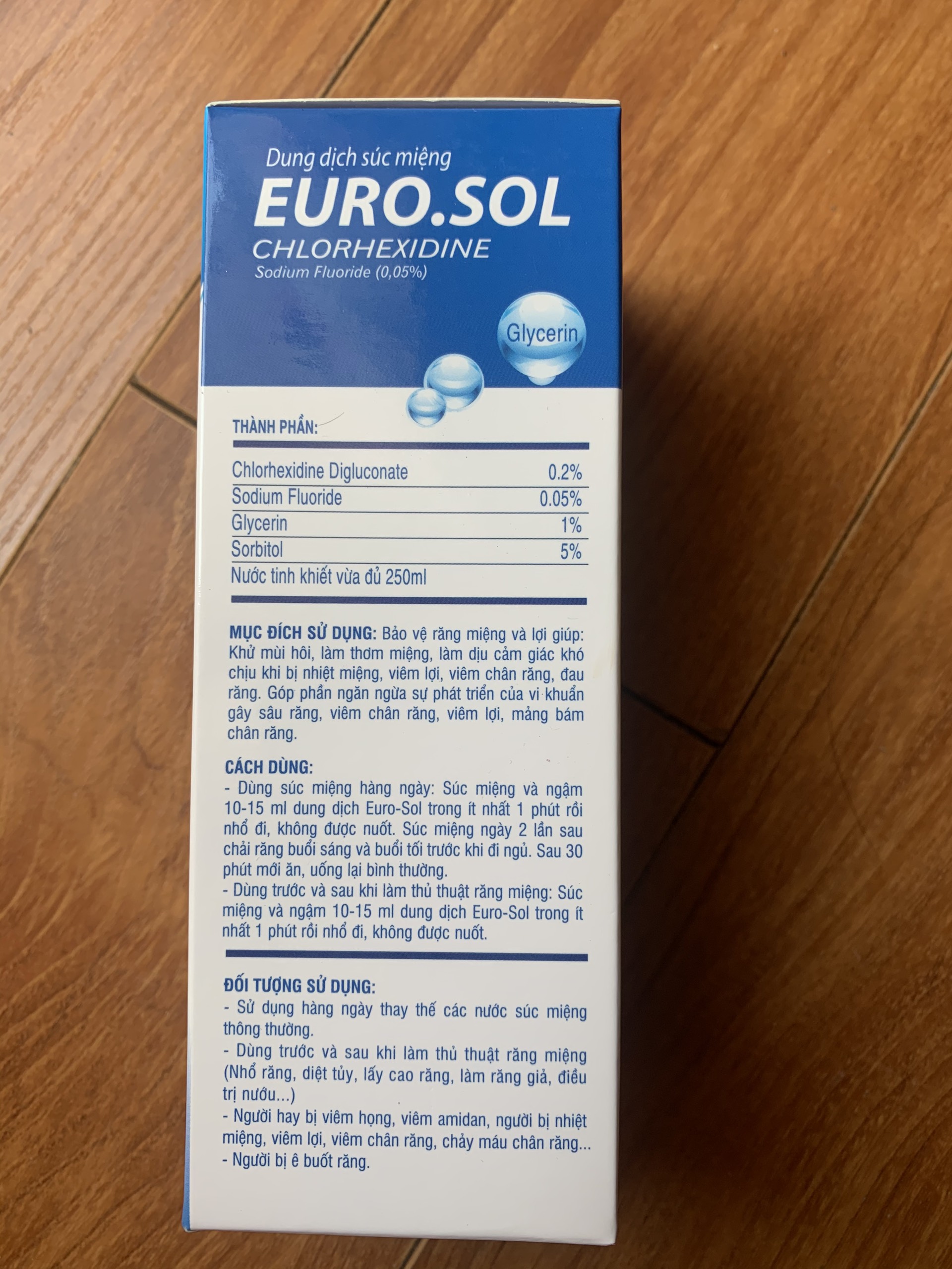 Nước súc miệng Chlohexidin diệt khuẩn Euro. Sol  250ml