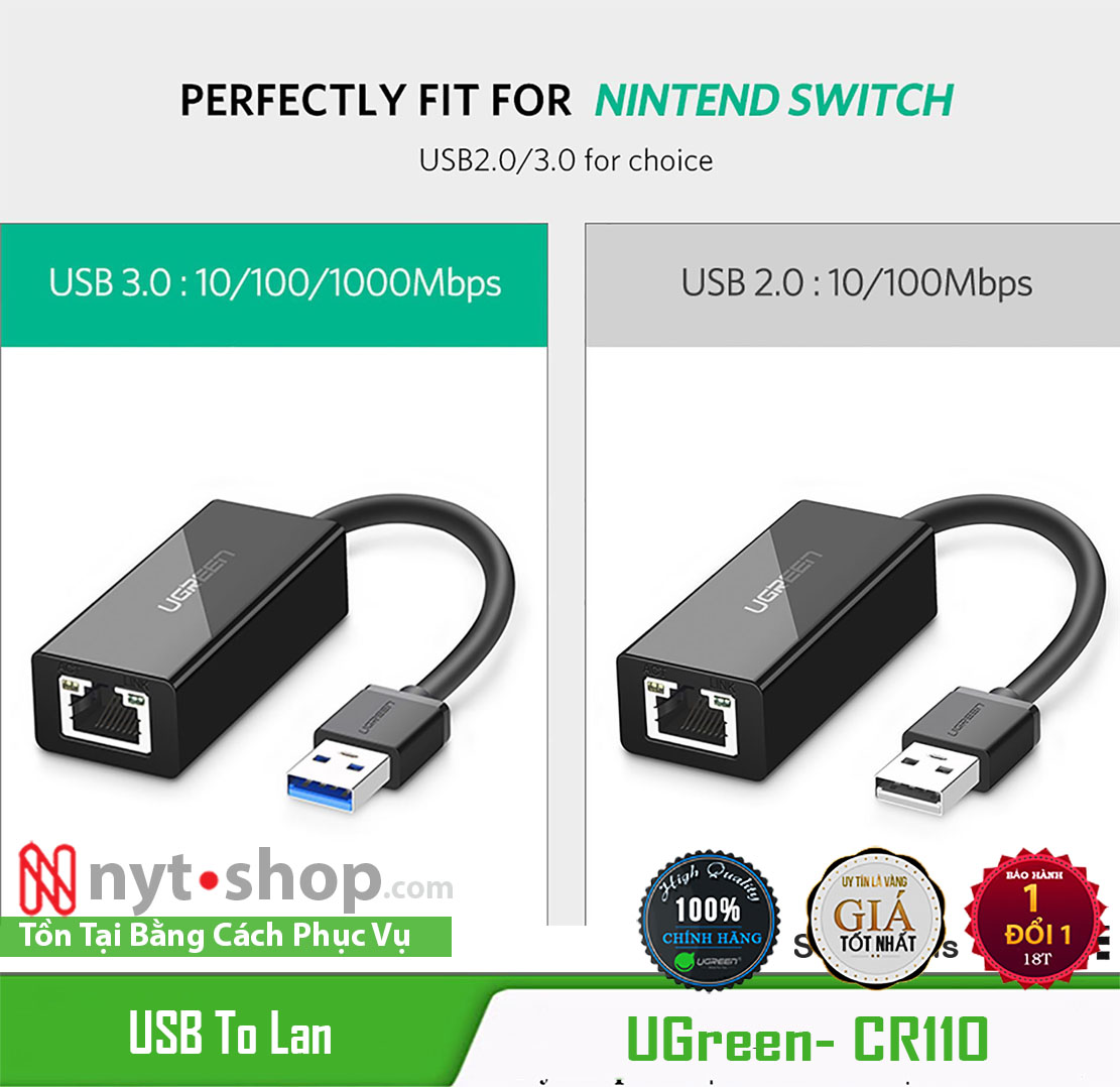 [HCM]Cáp Chuyển USB Ra LAN Chính Hãng UGREEN CR110 Cao Cấp