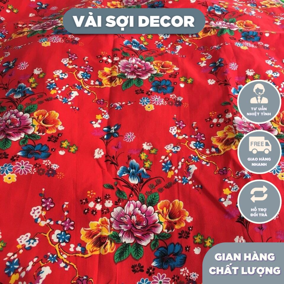 Vải kaki hoa đào chất đẹp khổ 1,6m