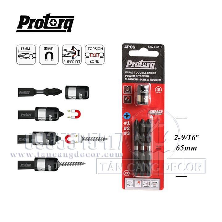 Bộ 3 mũi bắt vít protorq 65mm - vòng nam châm tới hạn impact double