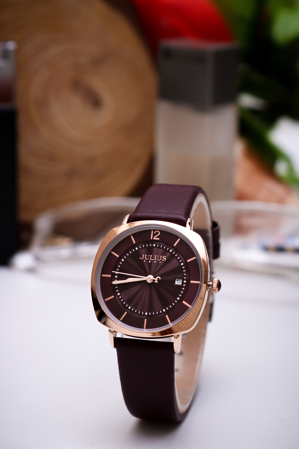 Đồng Hồ Nữ JA-1190LC Julius Hàn Quốc Dây Da (Đỏ)