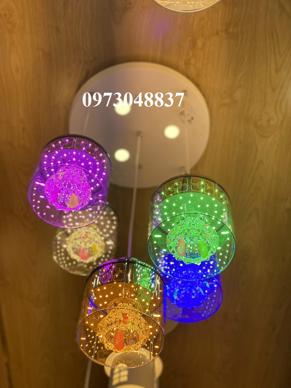 Đèn thả trần trang trí - Đèn thả pha lê 5 chao cao cấp