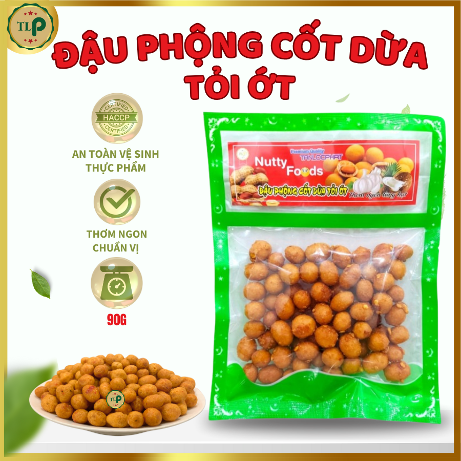 Đậu phộng cốt dừa tỏi ớt tân lộc phát - bịch 90g