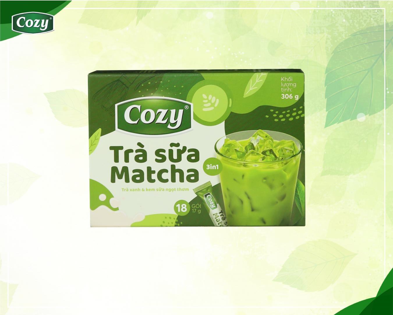 Trà Sữa Matcha Cozy 3 in 1 -  Hộp 306g (18 gói x 17g)