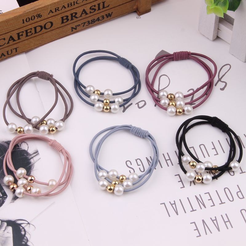 Combo 5 Dây cột tóc hạt trai dễ thương (giao màu ngẫu nhiên)