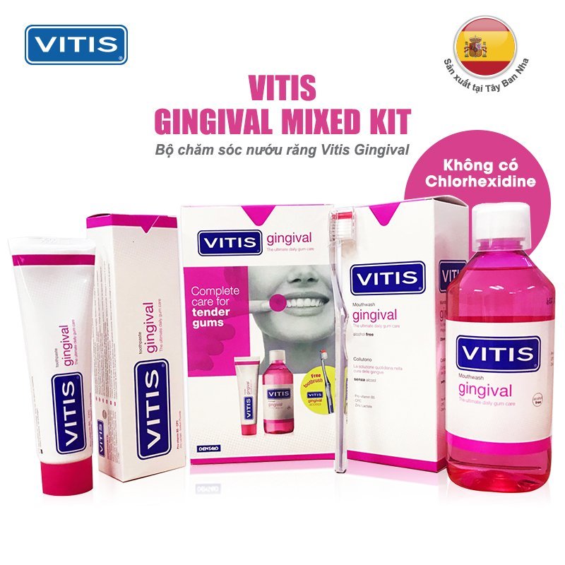 Bộ Chăm Sóc Răng Miệng Vitis Healthy Gums Mixed Pack – Cho Nướu Nhạy Cảm - Nhập Khẩu Tây Ban Nha