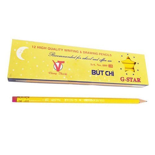 Bút chì đen 2B thân vàng Gstar (loại tốt) hộp/12 cây