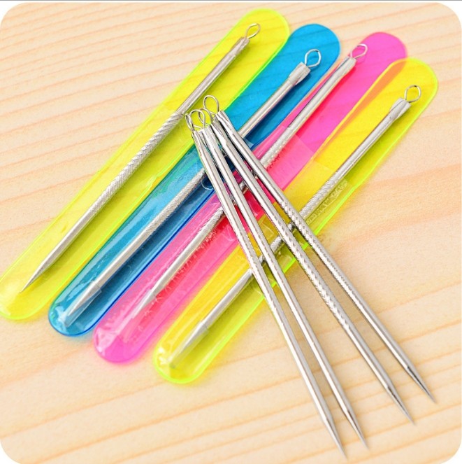 01 Cây nặn mụn 2 đầu - que nặn mụn cao cấp inox