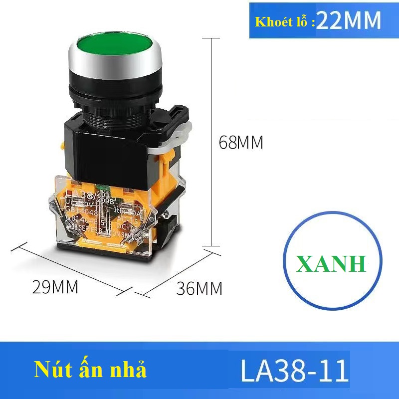 Combo of 10 Push-Button Switches Without Lights La38 Phi 22mm Blue Red Yellow