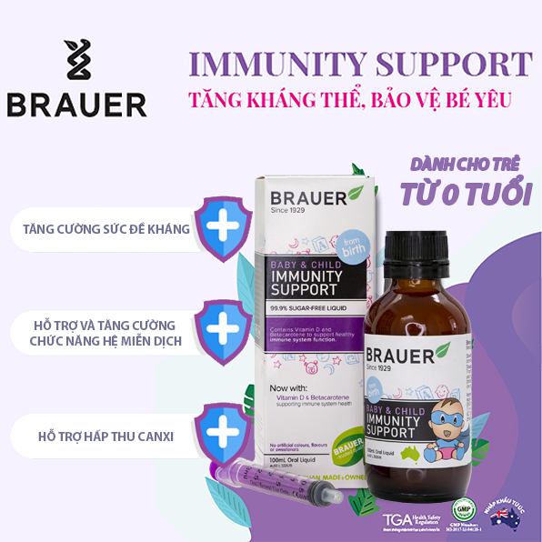 Siro tăng đề kháng Brauer Immunity Support 100ml của Úc