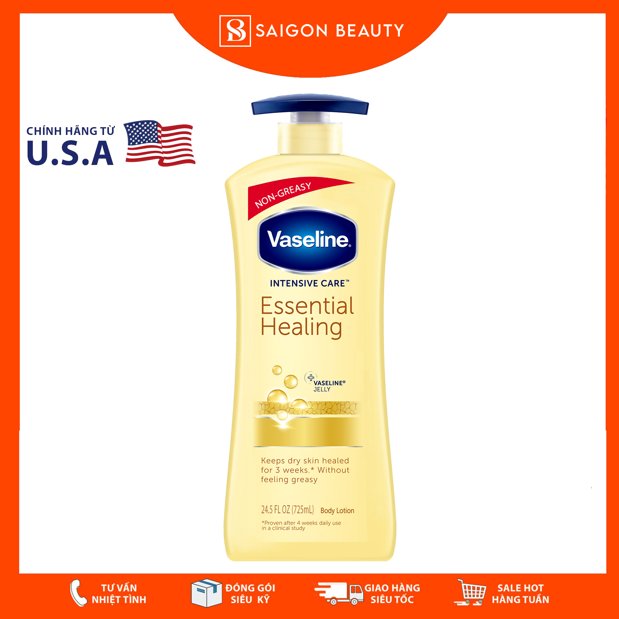 [HCM]Sữa dưỡng thể Vaseline Intensive Care – Essential Healing (725mL)