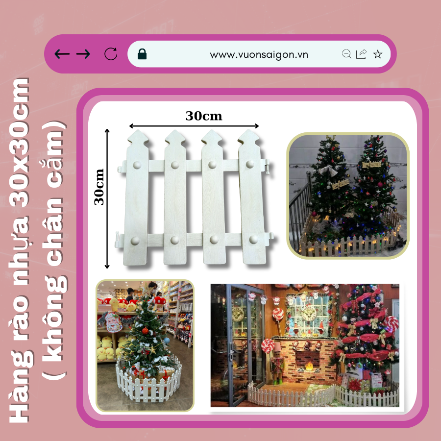(Combo 2 miếng ) Hàng rào nhựa trang trí (cao 30cm x dài 30cm) trang trí giáng sinh sân vườn, viền quanh vườn, dễ lắp ráp (Vườn Sài Gòn - Vuon Sai Gon).