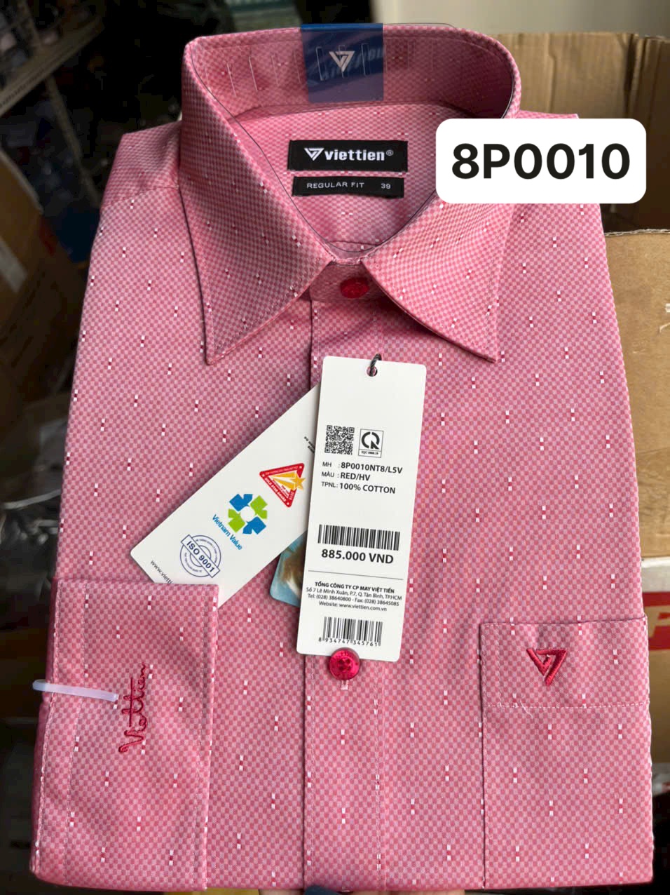 Áo sơ mi việt tiến dài tay giá hãng 885k sale 400k Form regular fit xả lỗ thu hồi vốn