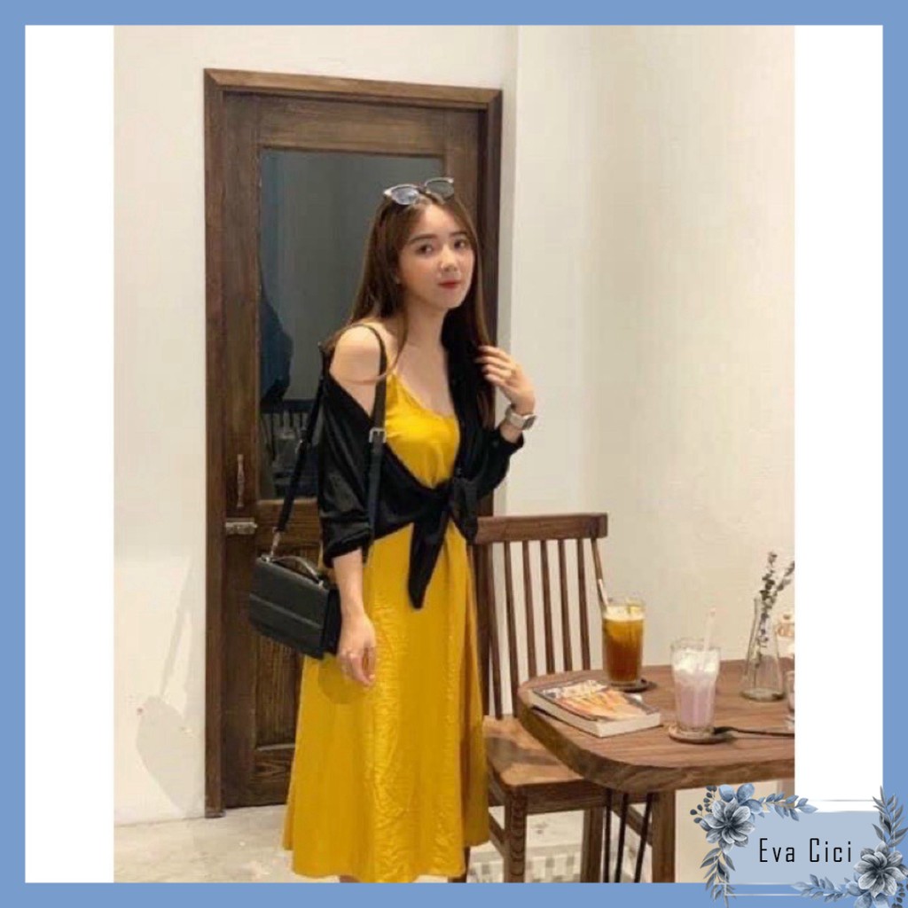 Đầm 2 dây chất đũi mát , đầm 2 dây xe tà hot hit